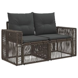 vidaXL Tuinbank 2-Aantal zitplaatsen Grijs poly rattan