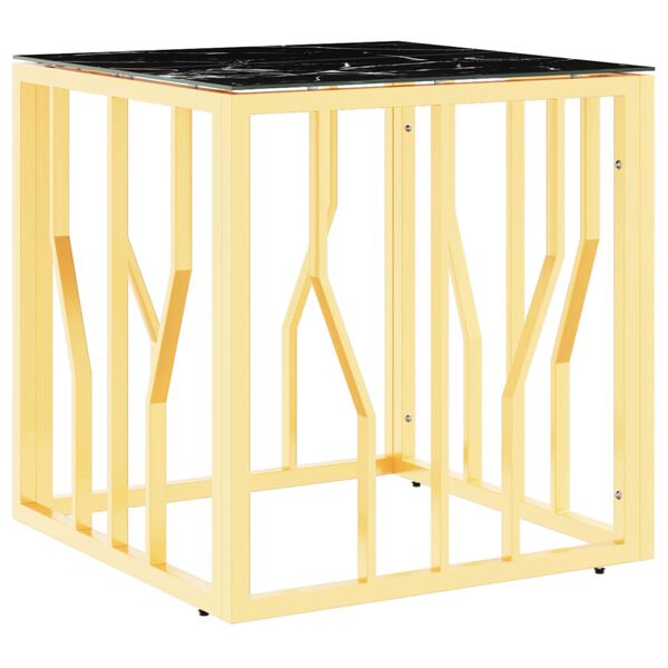 vidaXL Salontafel 50x50x50 cm roestvrij staal en glas goudkleurig