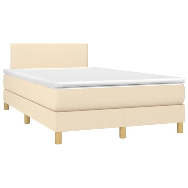 vidaXL Boxspring met matras en LED stof cr&egrave;mekleurig 120x190 cm