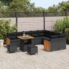vidaXL Tuinbankenset 12 pcs Zwart Poly Riet en Poedercoated Staal