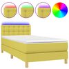 vidaXL Boxspring met matras en LED stof groen 90x200 cm