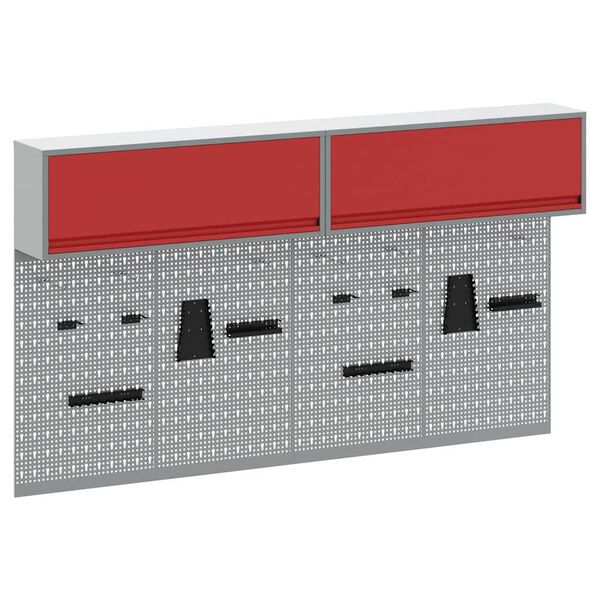 vidaXL Gereedschapskast set met plank 6 pcs Rood Gepoedercoat staal