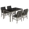 vidaXL 5-delige Tuinset met kussens poly rattan grijs