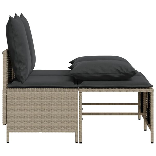 vidaXL 4-delige Loungeset met kussens poly rattan lichtgrijs