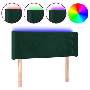 vidaXL Hoofdbord LED 103x16x78/88 cm fluweel donkergroen