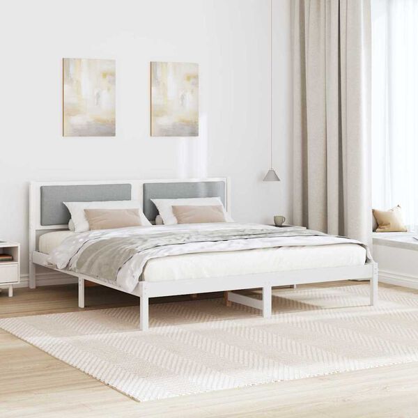 vidaXL Bedframe Lichtgrijs 200 x 200 cm Massief grenenhout