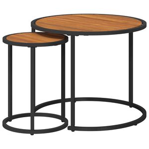 vidaXL Koffietafel Set 2 st Naturel en Zwart 55 x 55 x 45 cm