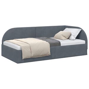 vidaXL Hoekbedframe Donkergrijs 80 cm x 200 cm Polyester en multiplex