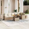 vidaXL 7-delige Loungeset met kussens poly rattan beige
