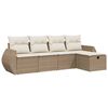 vidaXL 5-delige Loungeset met kussens poly rattan beige