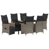 vidaXL Tuin eettafelset met kussen 7 pcs Grijs poly rattan