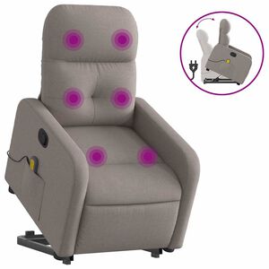 vidaXL Sta-op-massagestoel verstelbaar stof taupe
