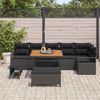 vidaXL Tuin Sofa Set met kussen 9 pcs Zwart Poly riet