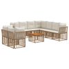 vidaXL Buiten bankenset 10 pcs Natuurlijk en Cr&egrave;me Wit Polyester
