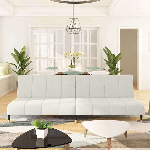 vidaXL Slaapbank 2-zits fluweel cr&egrave;mekleurig