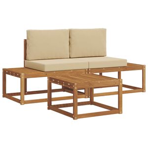 vidaXL Buiten bankenset 3 st Naturel Massief Acaciahout en Polyester