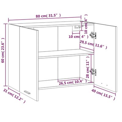 vidaXL Hangkast 80x31x60 cm bewerkt hout bruin eikenkleur