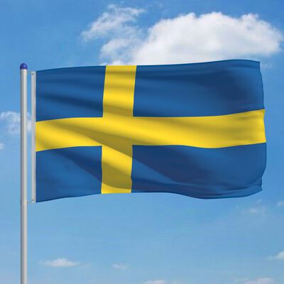 vidaXL Vlag met vlaggenmast Zweden 6 m aluminium