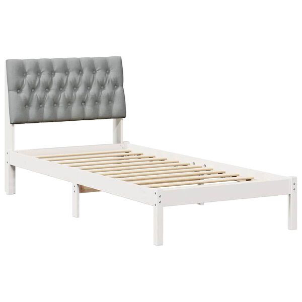 vidaXL Bedframe met Gevoerd Hoofdgedeelte Wit 90 x 190 cm