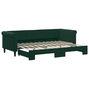 vidaXL Slaapbank met onderschuifbed 80x200 cm fluweel donkergroen