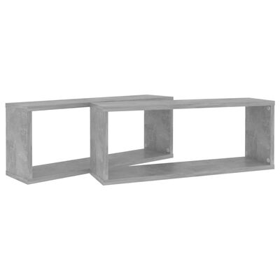 vidaXL Wandschappen kubus 2 st 60x15x23 cm bewerkt hout betongrijs