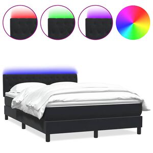 vidaXL Boxspring met matras en LED fluweel zwart 160x210 cm