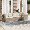vidaXL 6-delige Loungeset met kussens poly rattan beige