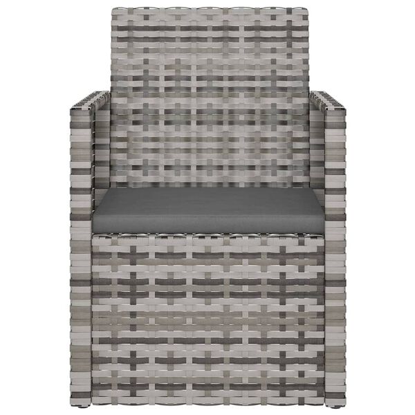 vidaXL 3-delige Loungeset met kussens poly rattan grijs