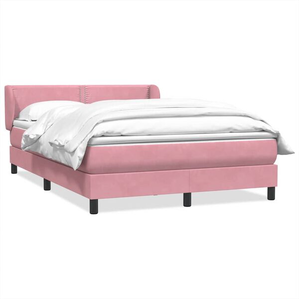 vidaXL Boxspring met matras fluweel roze 140x210 cm