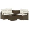 vidaXL Bankstel 6 st Bruin en Cr&egrave;me Wit Poly Rattan en Staal