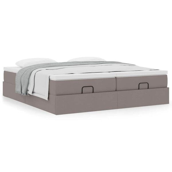 vidaXL Ottoman bed met matrassen 160x200cm stof taupe