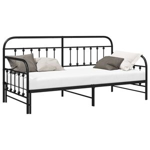 vidaXL Bedframe voor een daybed Zwart 90 x 200 cm Gepoedercoat staal
