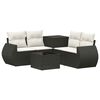 vidaXL Bankstel 6 st Zwart en Cream Wit Poly Rattan en Staal