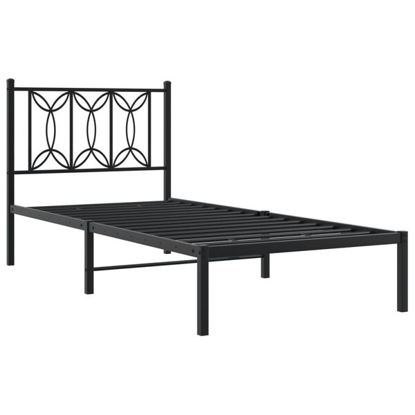 vidaXL Bedframe met hoofdbord metaal zwart 90x200 cm