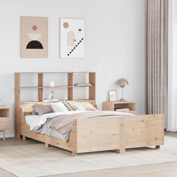 vidaXL Bed met boekenkast zonder matras massief hout 120x190 cm