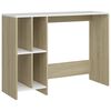 vidaXL Bureau 102,5x35x75 cm spaanplaat wit en sonoma eikenkleurig