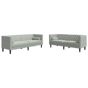 vidaXL 2-delige Loungeset Chesterfield met bolsters fluweel lichtgrijs