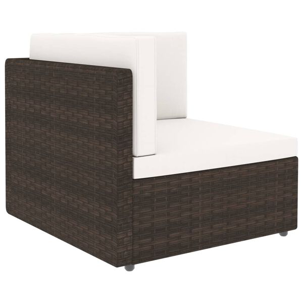vidaXL 5-delige Loungeset met kussens poly rattan bruin