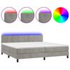 vidaXL Boxspring met matras en LED fluweel lichtgrijs 200x200 cm