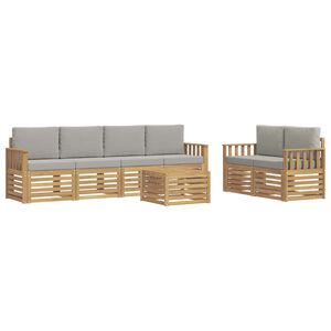 vidaXL Buiten bankenset 7 st Wit en Lichtgrijs Polyester