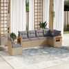 vidaXL 6-delige Loungeset met kussens poly rattan beige