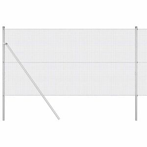 vidaXL gelast draadhek met grondbevestiging 25 x 1,4 m Zilverkleurig