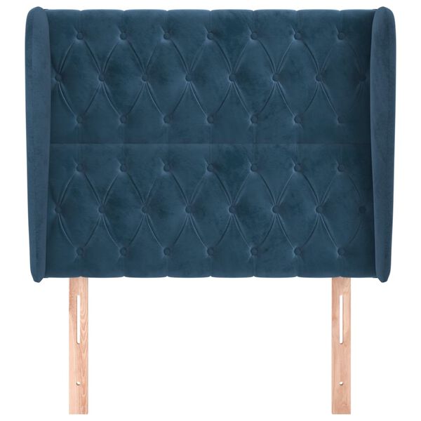 vidaXL Hoofdbord met randen 93x23x118/128 cm fluweel donkerblauw