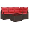vidaXL Tuinbankenset 5 st Bruin en Rood poly rattan