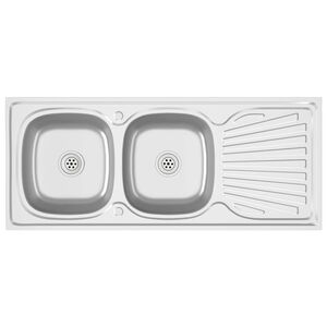 vidaXL Gootsteen dubbele bakken 1200x500x155 mm roestvrij staal zilver