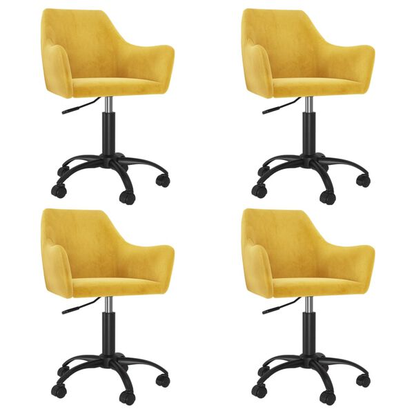 vidaXL Eetkamerstoelen draaibaar 4 st fluweel mosterdgeel