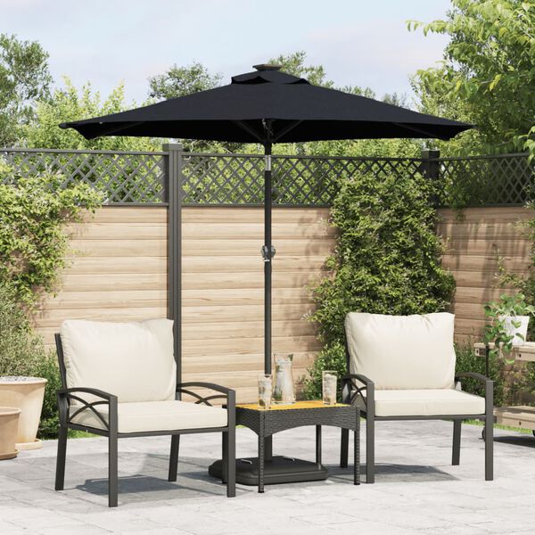 vidaXL Parasol met stalen paal 225x225x212 cm zwart