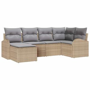 vidaXL Bankstel met kussen 6 pcs Beige en lichtgrijs poly rattan