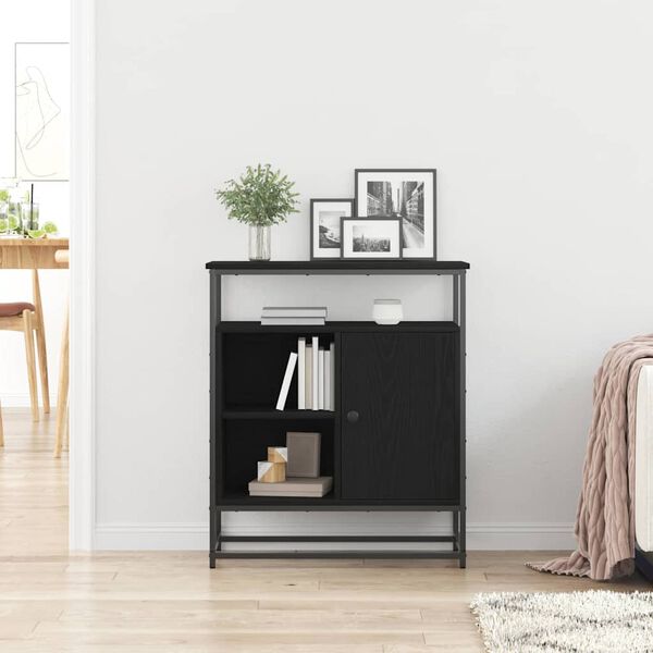 vidaXL Dressoir Zwart Eiken 69 x 35 x 80 cm Bewerkt hout