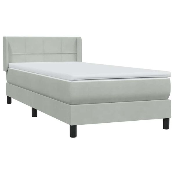 vidaXL Boxspring met matras fluweel lichtgrijs 80x210 cm